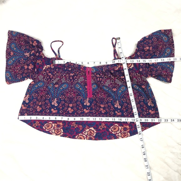 LA Hearts Top Women’s S Purple & Pink Floral Print Ruffle Details. - Picture 6 of 6